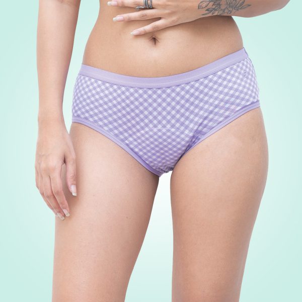 Soch Green : Lavender Checks Organic Period Panty (Hipster) - Image 2