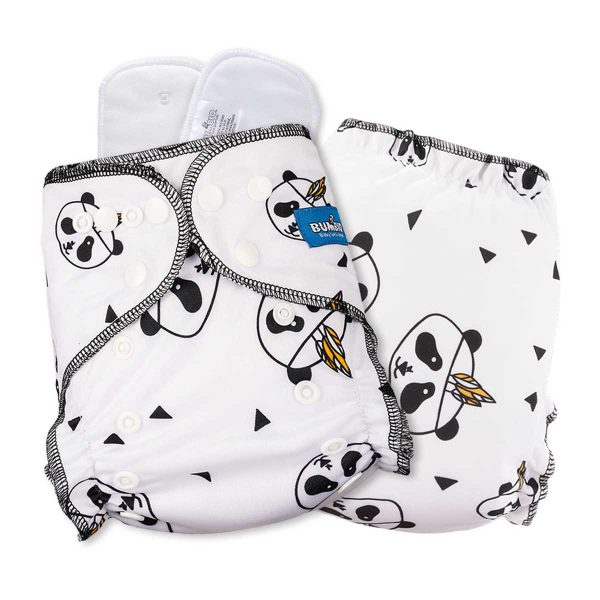 Bumbio : Maxima Reusable Night Cloth Diaper with White Panda Design