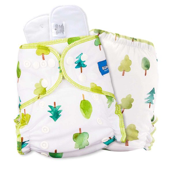 Bumbio : Maxima Reusable Night Cloth Diaper with Water Coloured Trees