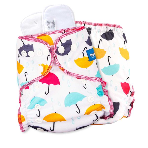 Bumbio : Maxima Reusable Night Cloth Diaper with Colourful Umbrellas