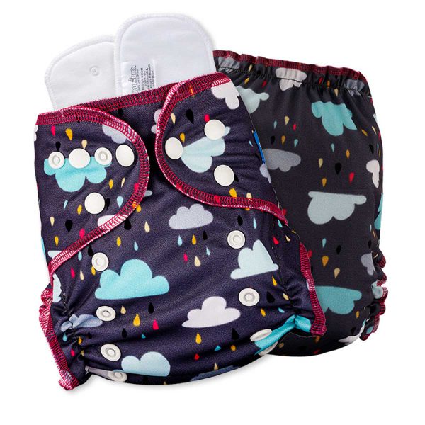 Bumbio : Maxima Reusable Night Cloth Diaper with Rain Clouds Design