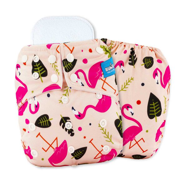 Bumbio : Reusable Pocket Cloth Diaper With Pink Flamingos