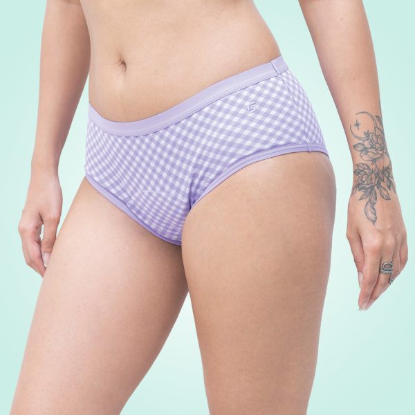 Soch Green : Lavender Checks Organic Period Panty (Hipster) - Image 3