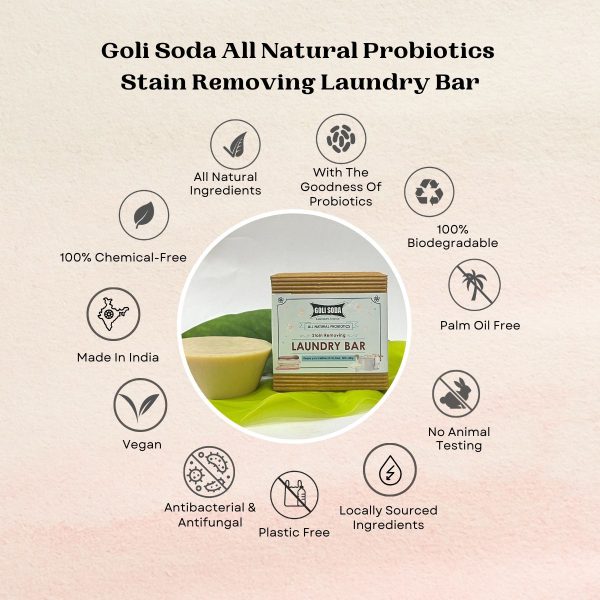 Goli Soda : All Natural Probiotics Stain Removing Laundry Bar (Pack Of 1) - Image 6