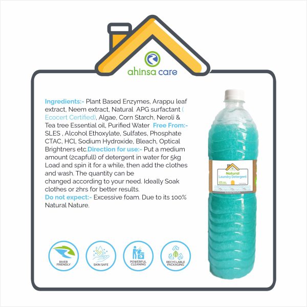 AHINSA CARE:Natural Toilet Cleaner 1lit + Natural Laundry Detergent 1lit - Image 3