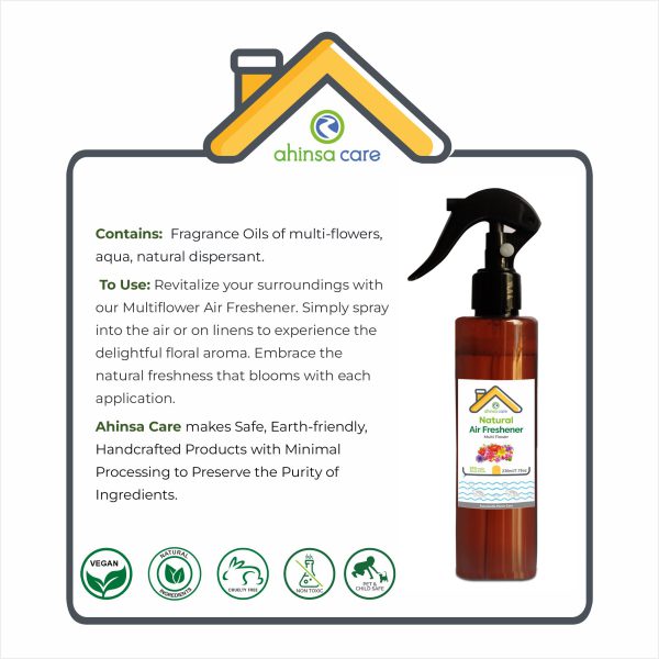 AHINSA CARE : Natural Air Freshener Multiflower 230ml - Image 2