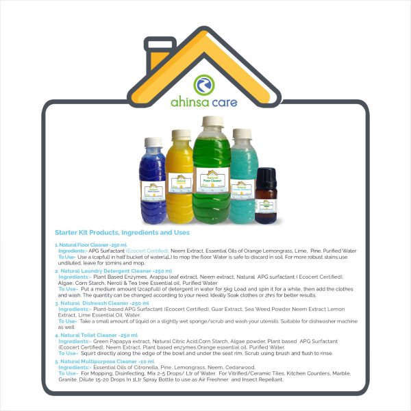 AHINSA CARE : Natural Home Cleaners Starter Kit : 5products - Image 2