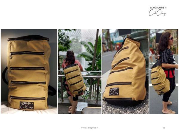 Save Globe: CotClay Eco Friendly Multi Compartment Canvas Back Pack - Image 6