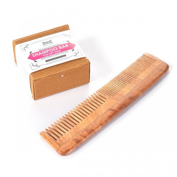 Goli Soda: Natural Probiotics Shampoo Bar & Neem Wood Comb- Double Tooth - Image 2