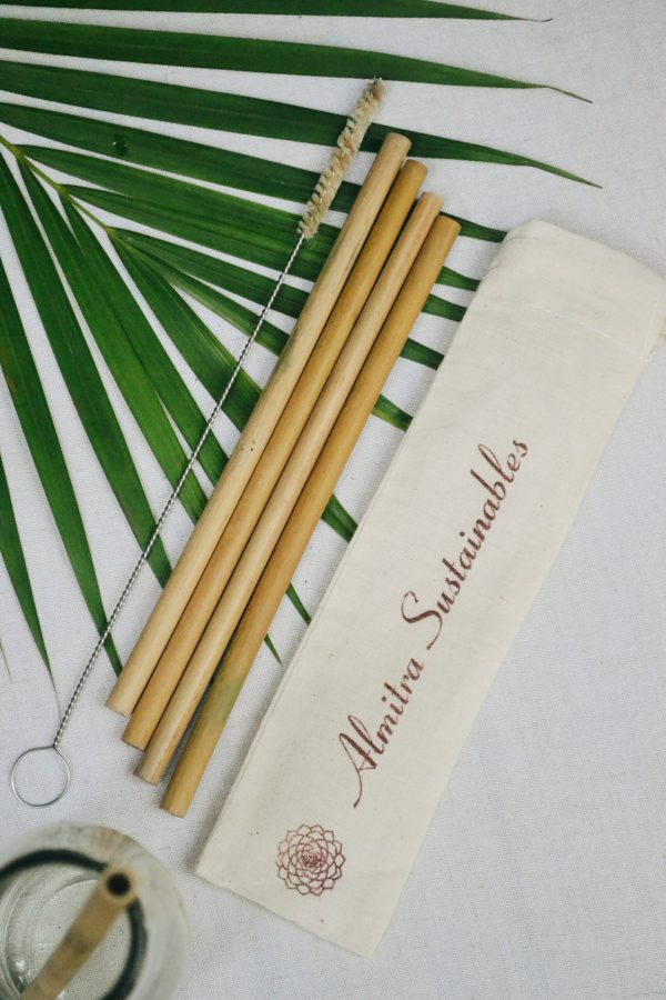 Almitra Sustainables : Bamboo Straw ( Pack of 4) With 1 Cleaner