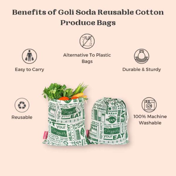 Goli Soda: Reusable Cotton Go Green Produce Bag (Set of 4) - Image 3