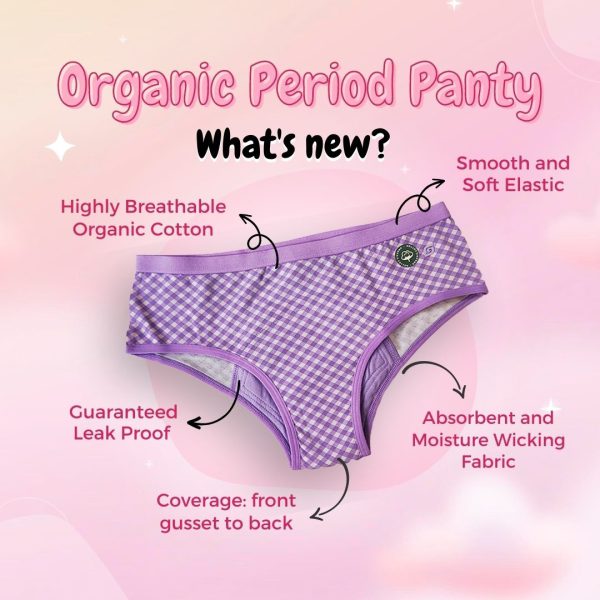 Soch Green : Lavender Checks Organic Period Panty (Hipster)