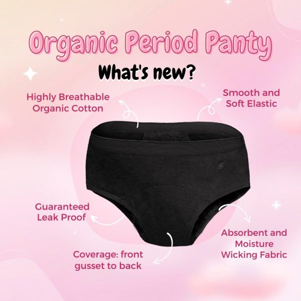 Soch Green : Black Organic Period Panty (Hipster)