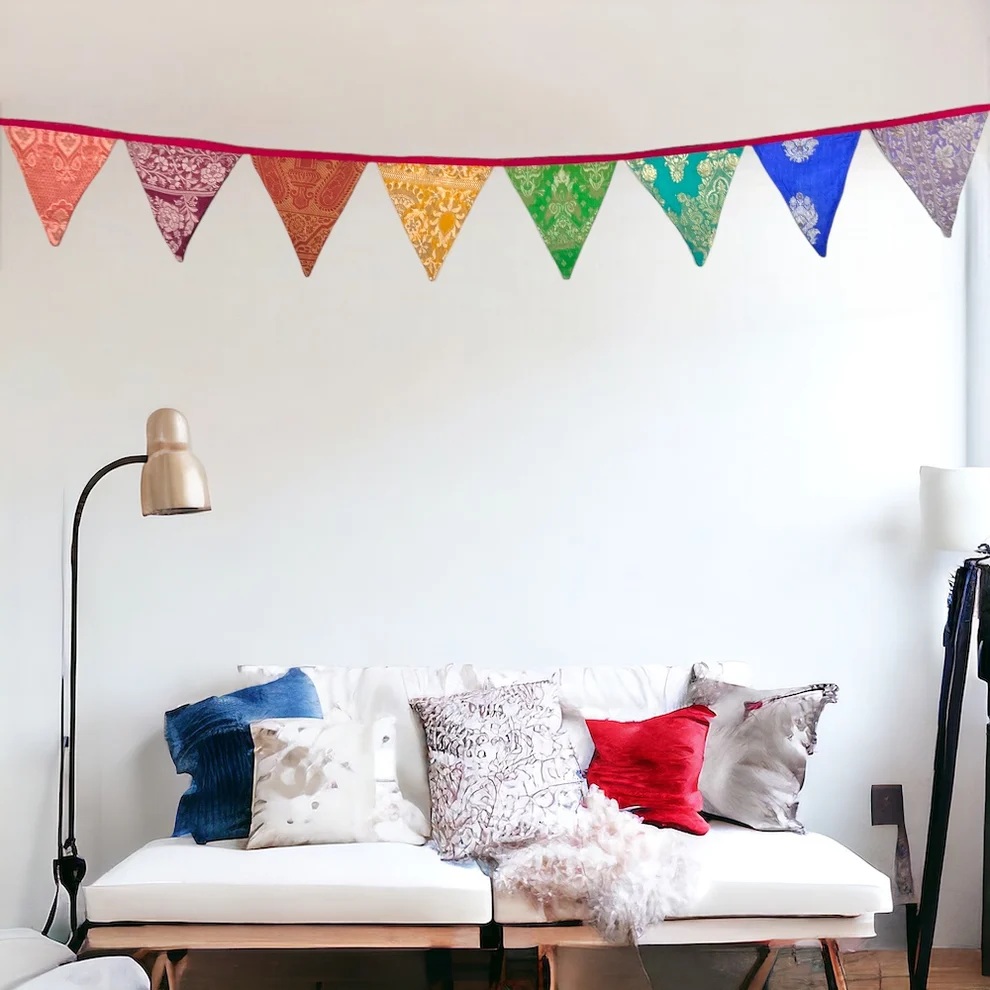 Use Me: Upcycled Festive Silk Banner Bunting.