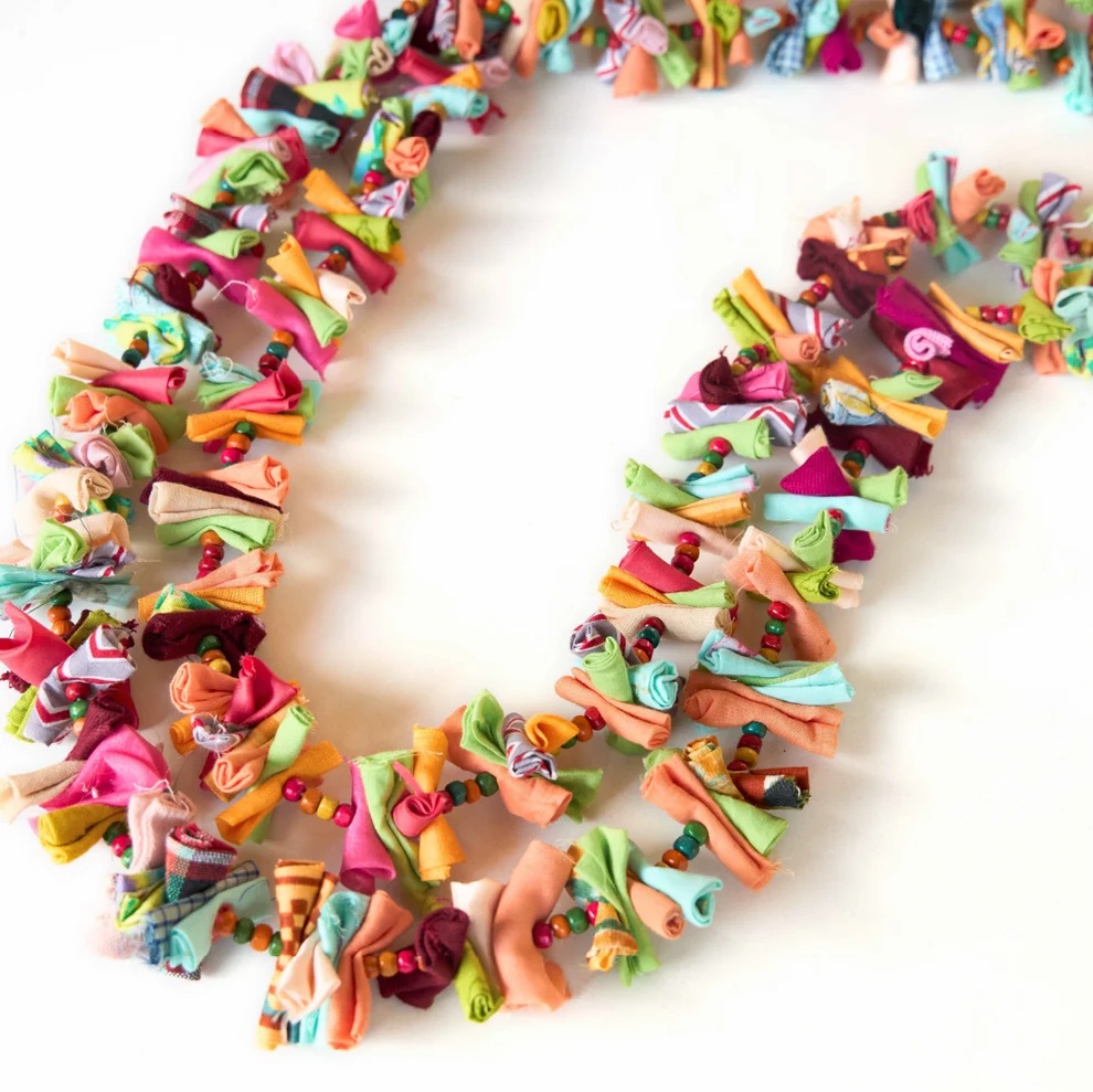 Use Me:Upcycled Rainbow Party Streamer Fabric Party Decoration Hanging Prop.
