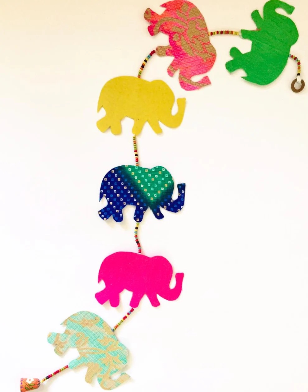 Use Me:Upcycled Elephant Festive Decoration String Hanging Party Prop.