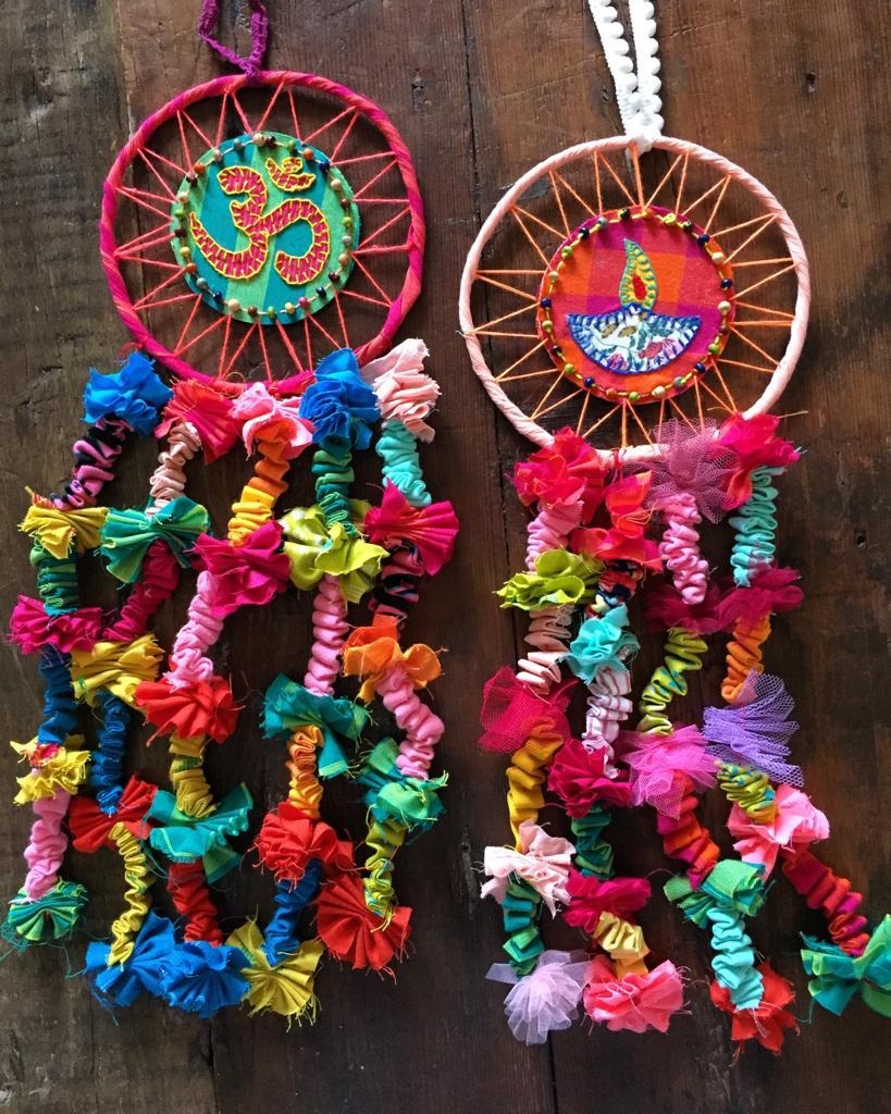 Use Me : Upcycled Om Diya Dreamcatchers (Party Prop Festive Hanging Decoration) (Set of 2)